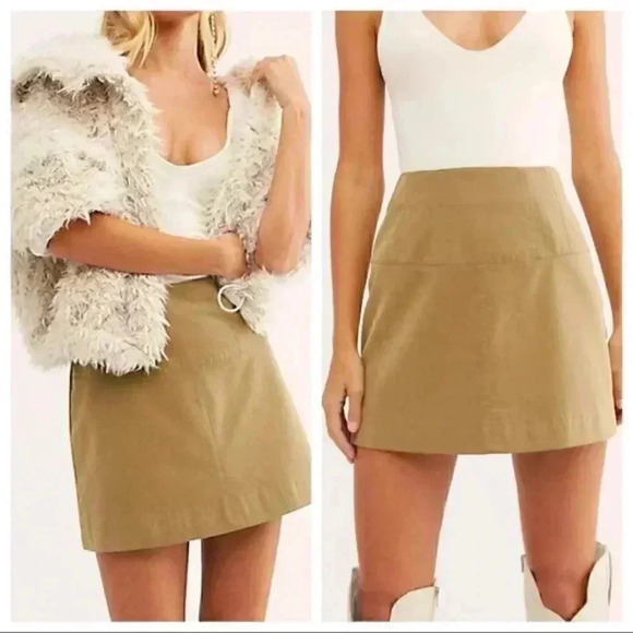 Free People Days In The Sun Faux Suede Mini Skirt - Picture 1 of 3